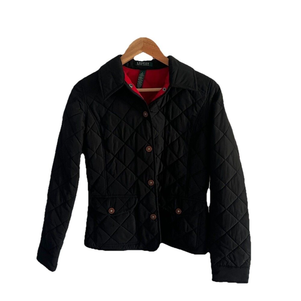 Lauren Ralph Lauren Vintage Black Quilted Jacket Women’s Small EUC